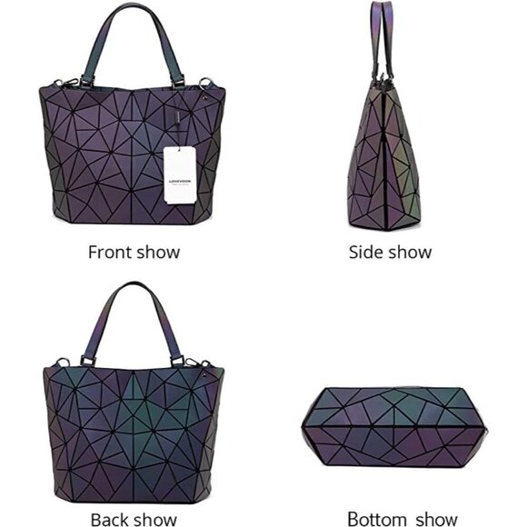 🆕luminous purses geometric handbags holographic reflective crossbody bag NWT - Picture 4 of 7